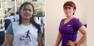 Before and after photos of Ruby Aranas comparing her weight years ago and her recent weight